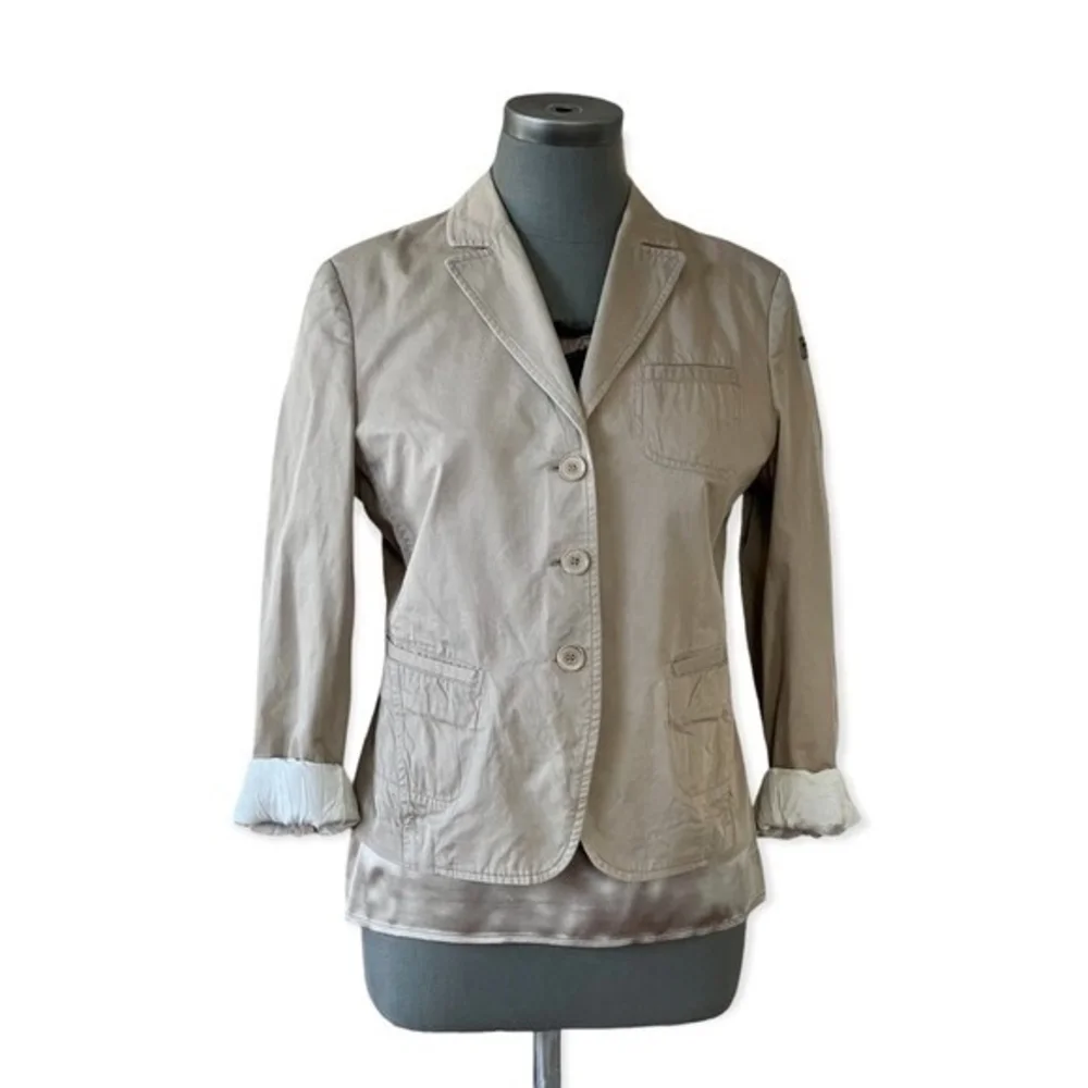 Calvin Klein Women's Tan Cotton Long Sleeve Blazer M (40-42) 3 Button Lined G+